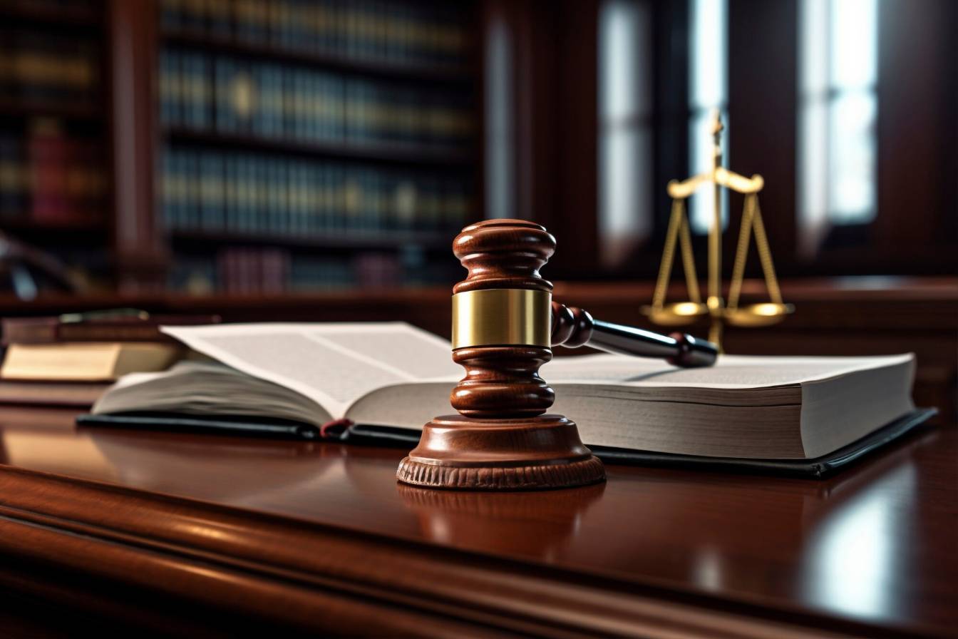 A gavel on a table.